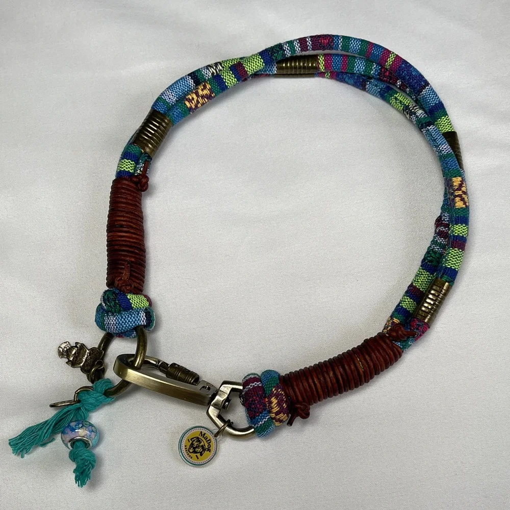 Colorful Woven Dog Collar with Charms - Picture 7 of 10